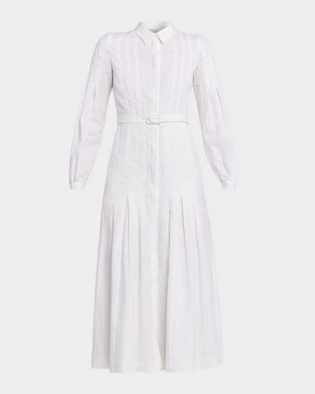 Aleka Long-Sleeve Linen Shirtdress
